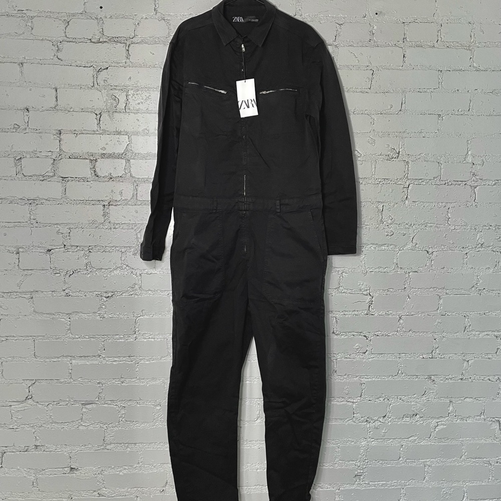 Zara black zip up jumpsuit pantsuit